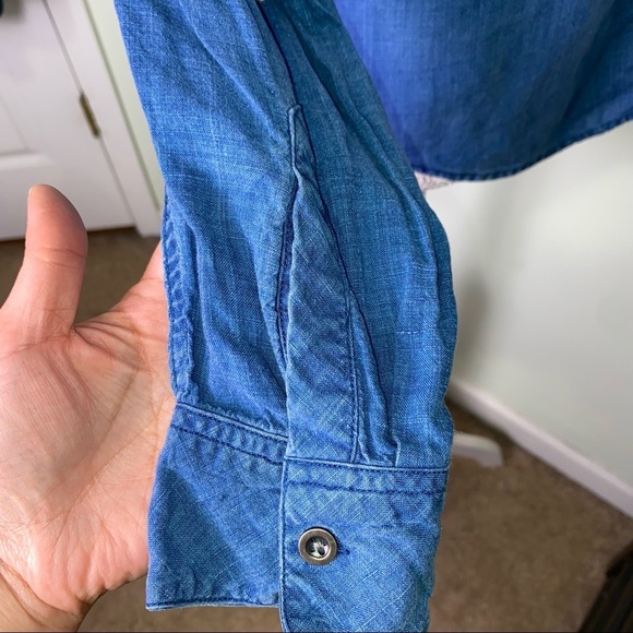 Rails Cold Shoulder Lyocell Tencel Linen Chambray Button Up Shirt Top Size Small - Picture 6 of 13